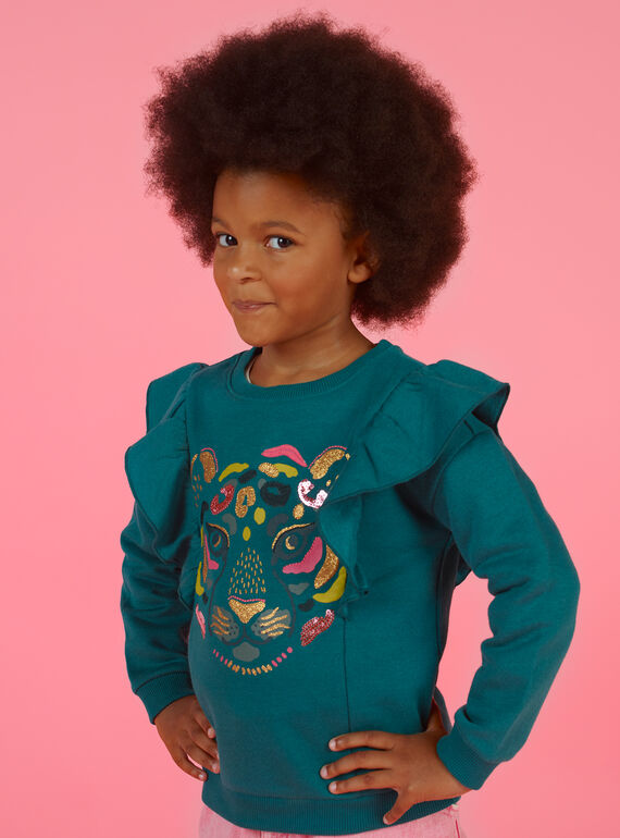 Sudadera de color azul pato para niña MAKASWEA / 21W901I1SWEG633
