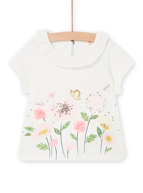 Camiseta con dibujo floral y cuello avolantado para bebé niña NISOBRA / 22SG09Q1BRA001
