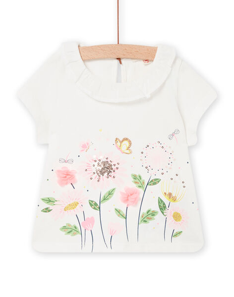 Camiseta con dibujo floral y cuello avolantado para bebé niña NISOBRA / 22SG09Q1BRA001
