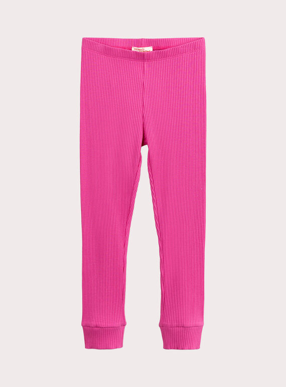 Leggings de canalé rosa para niña  VYAJOLEG6 / 24WI01G3CAL030