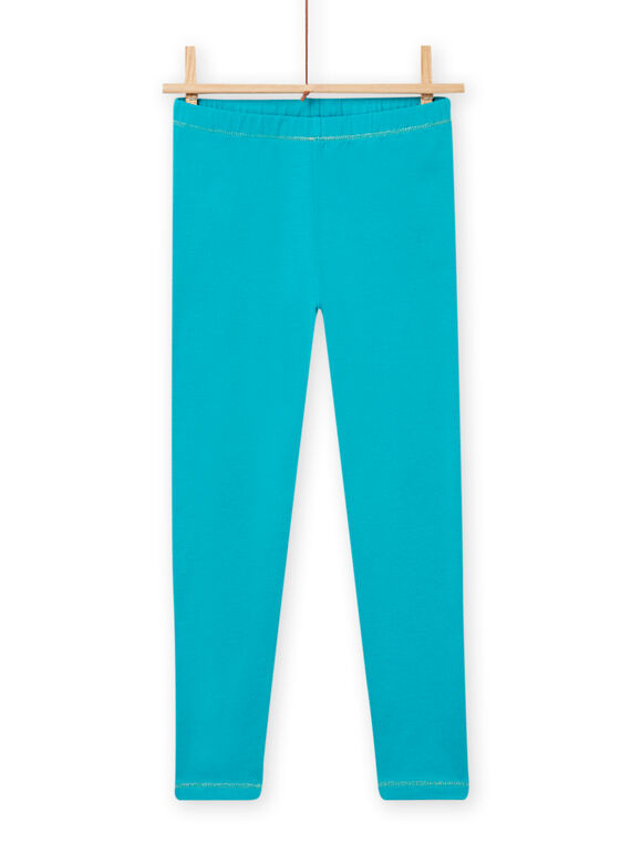 Leggings turquesa con ribetes dorados para niña NYAJOSLEG4 / 22SI0163CAL202