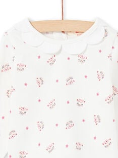 Camiseta de manga larga de color crudo con estampado de caras de leopardo y flores para bebé niña MIPABRA / 21WG09H2BRA001