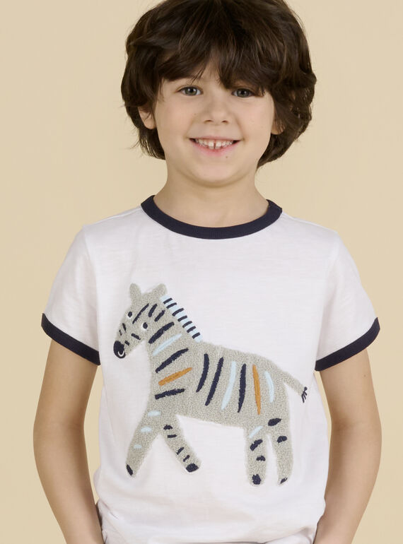 Camiseta blanca con estampado de cebra para niño NOSOTI / 22S902Q1TMC000