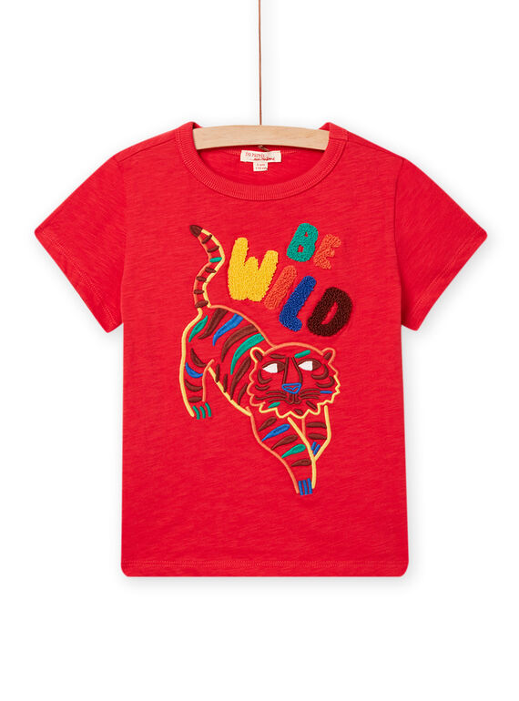 Camiseta roja con estampado de tigre bordado para niño NOFLATI2 / 22S902R1TMCF517