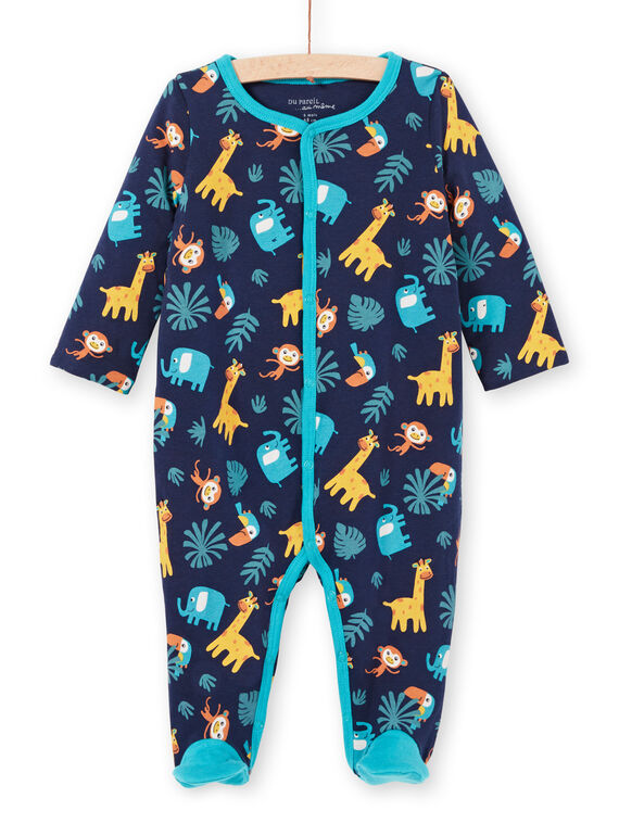 Pelele reversible de color azul noche con estampado animal para bebé niño MEGAGREANI / 21WH1486GREC205