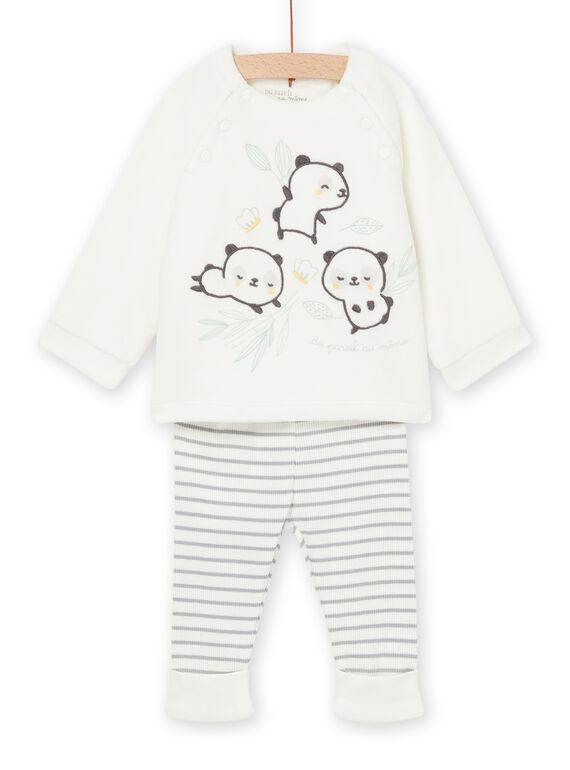 Jersey con estampado de panda y leggings de rayas POU2ENS1 / 22WF0492ENS904