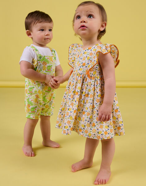 Vestido blanco y amarillo para bebé niña NIHOROB2 / 22SG09T2ROB000