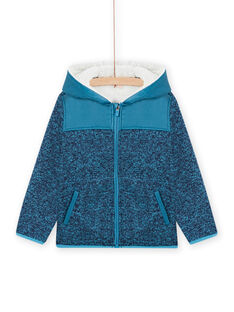 Chaqueta con cremallera y capucha de tejido técnico de color azul para niño MOJOTEKGIL3 / 21W902N3GILC211