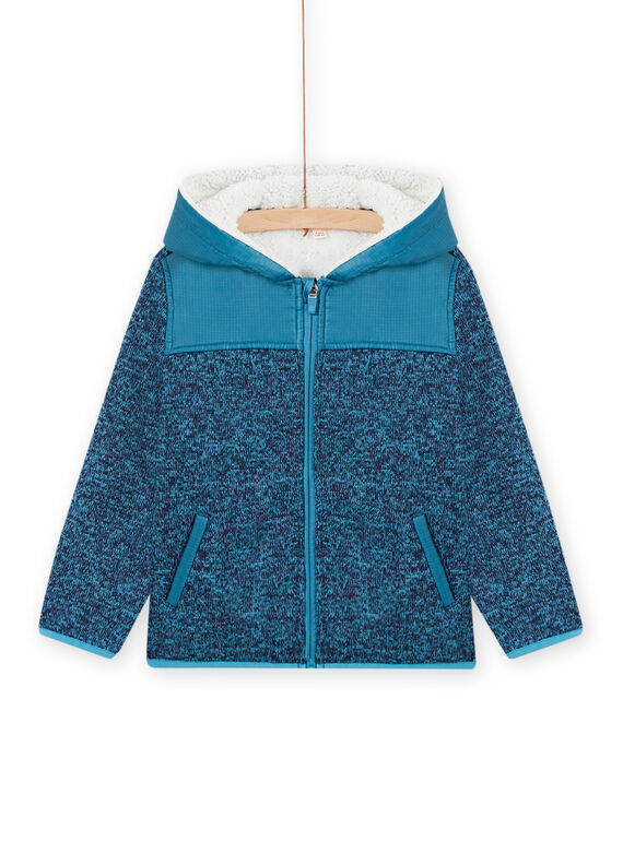 Chaqueta con cremallera y capucha de tejido técnico de color azul para niño MOJOTEKGIL3 / 21W902N3GILC211