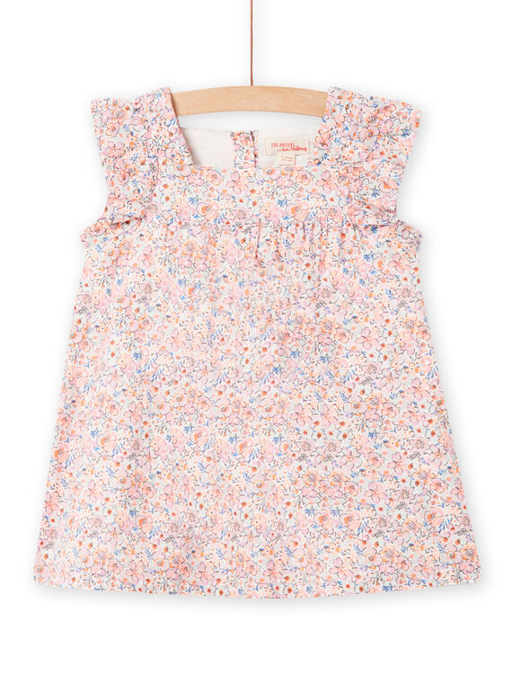 Vestido de gasa de algodón con estampado floral para bebé niña NIMOROB2 / 22SG09N2ROB001