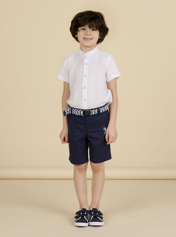 Camisa color crudo con cuello mao de manga corta para niño NOSOSHIRT / 22S902Q1CHM000