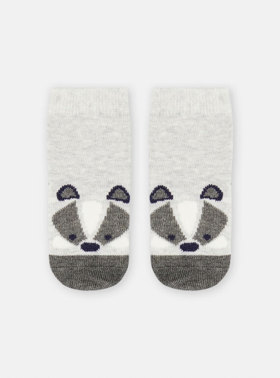 Calcetines grises con estampado de mapache SYUJOCHOB4 / 23WI10M3SOQ943