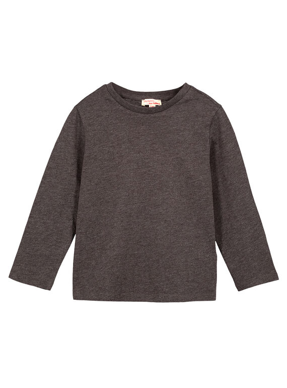 Camiseta lisa Gris antracita jaspeado Manga larga GOESTEE4 / 19W902U4D32944