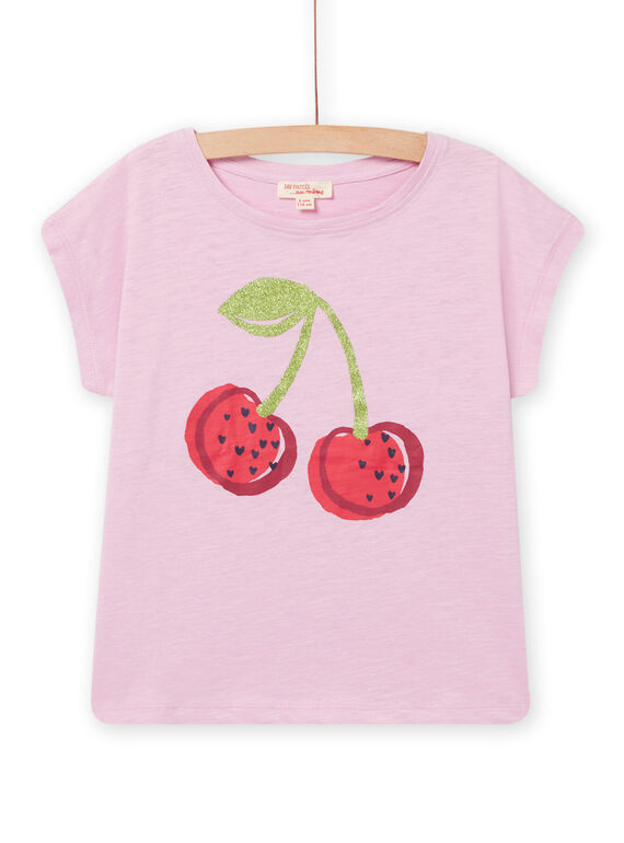 Camiseta lila con estampado de cereza para niña NAJOTI10 / 22S901C5TMCH700