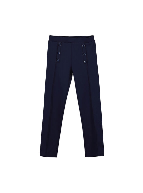 Pantalón de punto milano de color azul marino para niña FAJOPANT4 / 19S90133D2B070