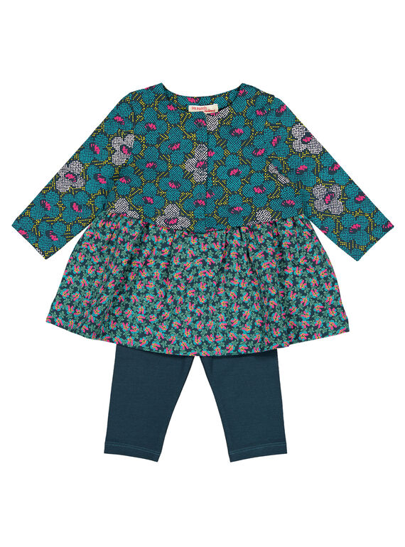 Conjunto de muletón de vestido y leggings con estampado para niña recién nacida GITUENS / 19WG09Q1ENS714