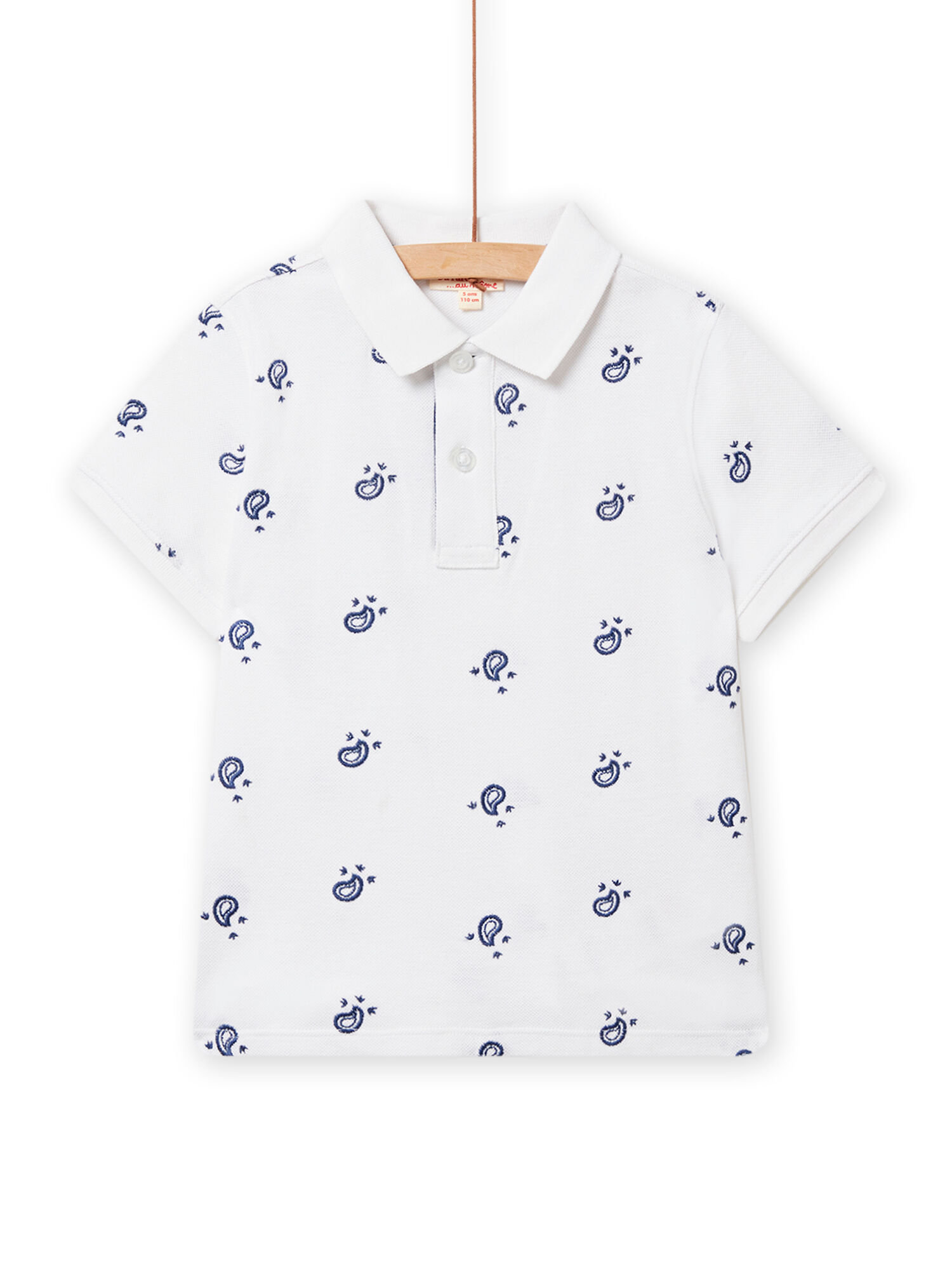 Polo blanco con pique y estampado de fantasia para nino comprar online Polos y camisas DPAM