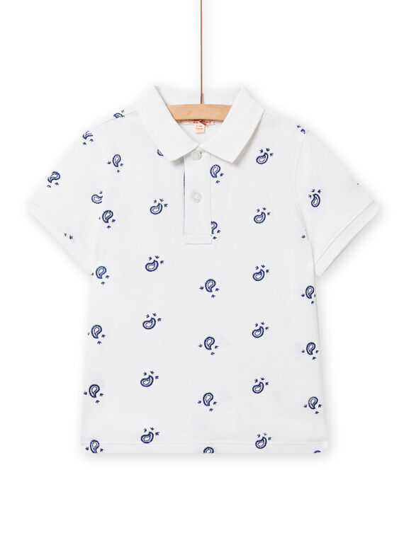 Polo blanco con piqué y estampado de fantasía para niño NOBAPOL / 22S90211POL000