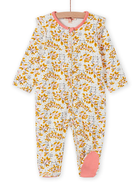 Pelele de color crudo con estampado floral para bebé niña MEFIGREAOP / 21WH1384GRE001
