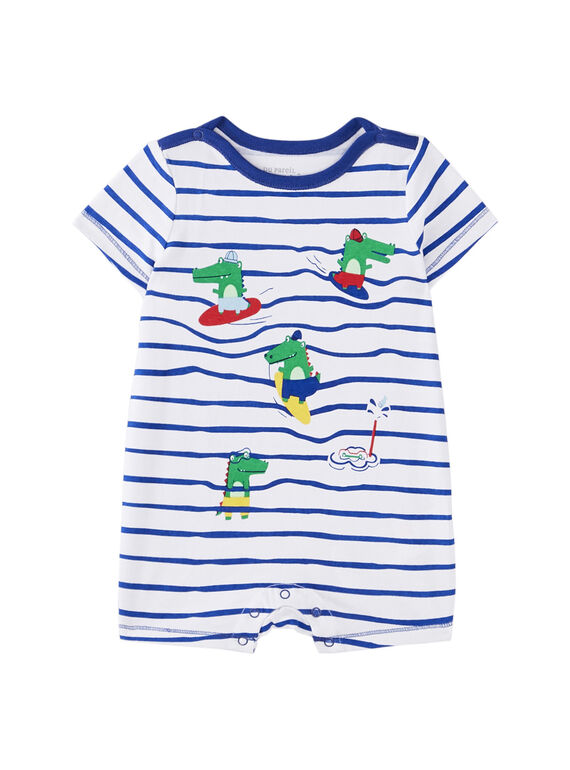 Pelele corto de color blanco y azul marino para bebé niño JEGAGRECRO / 20SH14U1GRE000