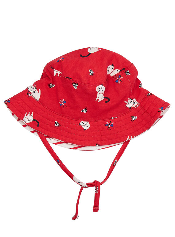 Sombrero de pescador de color rojo con estampado de gato para niña JYIGRACHA / 20SI09E1CHA050