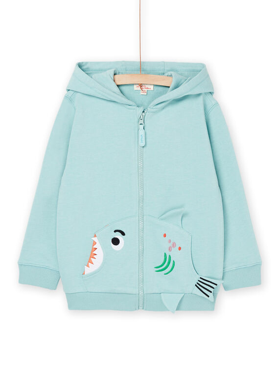 Sudadera azul celadón con dibujo de pez ROEXOGIL / 23S902V1GIL204