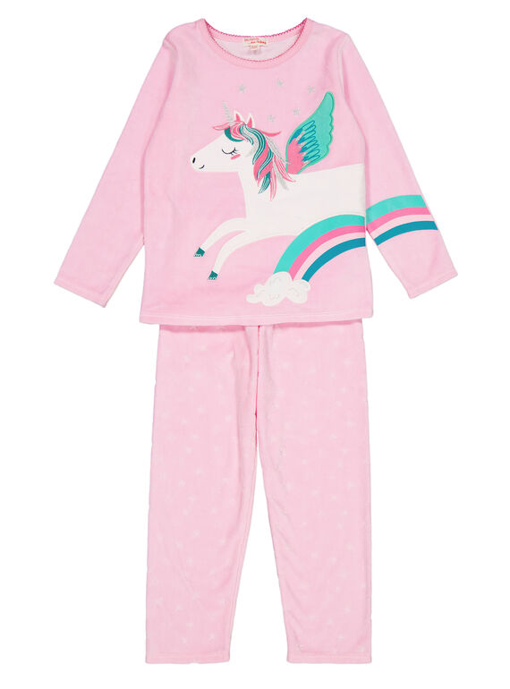 Pijama de color rosa de terciopelo para niña GEFAPYJORN / 19WH11N8PYJD301