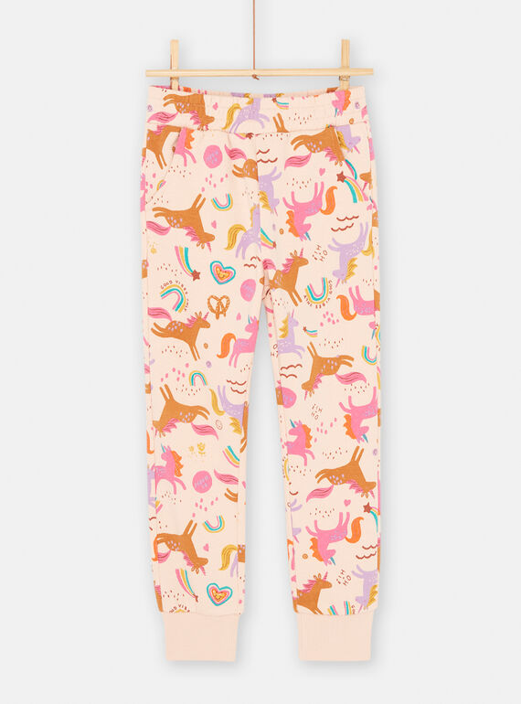 Pantalón de chándal rosa con estampado de unicornio para niña SAVERPANT / 23W901J1PAND322