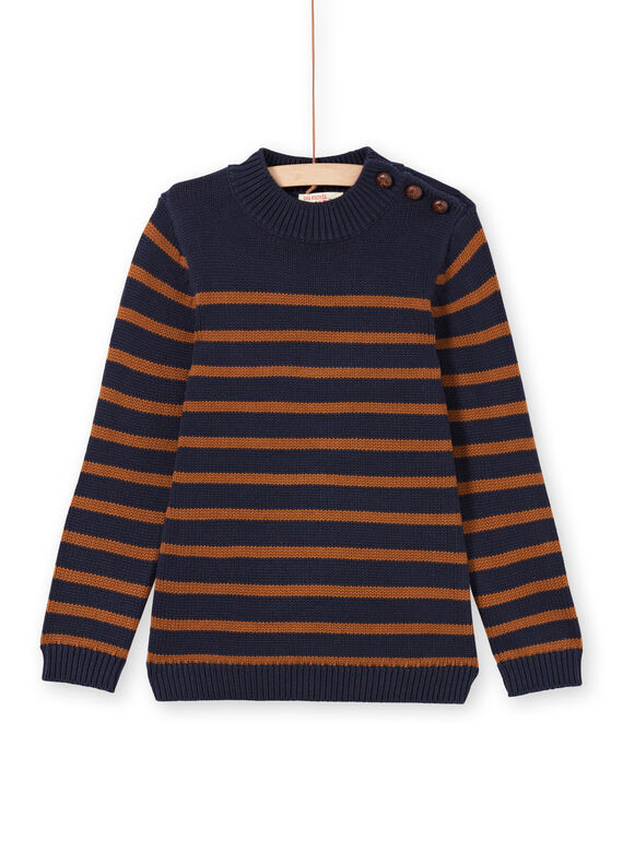 Jersey de color azul marino y marrón de rayas para niño MOJOPUL2 / 21W90211PUL812