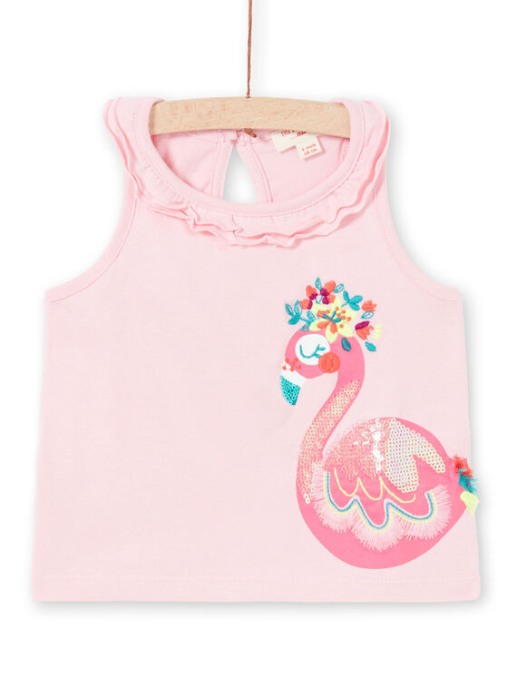 Camiseta de tirantes rosa avolantada para bebé niña LIBONDEB / 21SG09W1DEBD318