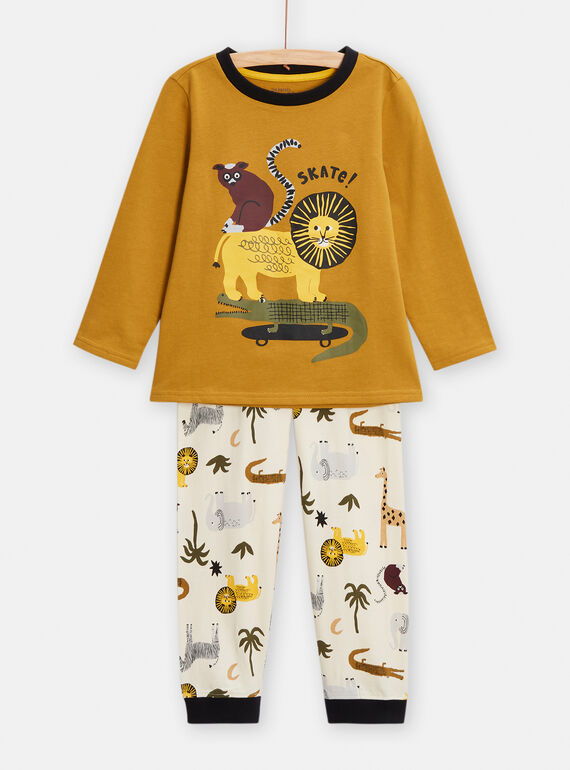 Pijama marrón y crudo con estampado de safari para niño TEGOPYJJUN / 24SH1247PYJG606