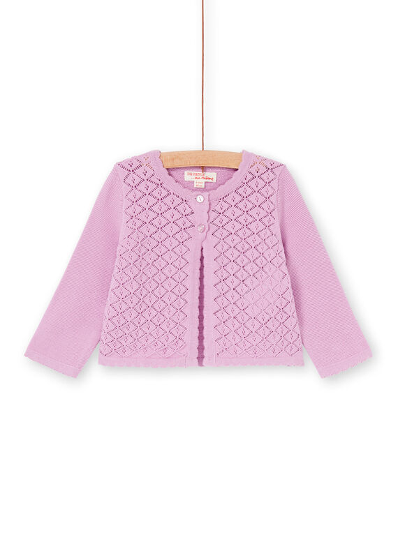 Cárdigan rosa de punto calado, para bebé niña LIVICAR / 21SG09U1CAR320