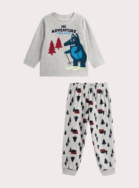 Pijama de terciopelo gris para niño VEGOPYJSKI / 24WH1296PYJJ922