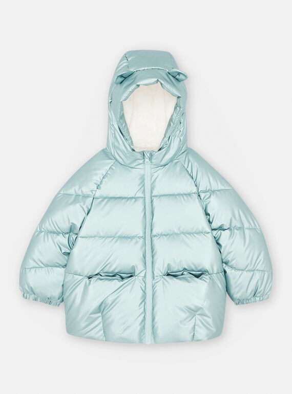 Anorak con capucha de color metalizado azul ártico SABLEDOUN / 23W901D1D3EC219