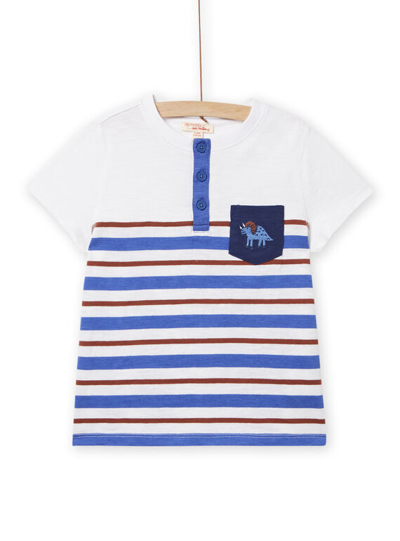 Camiseta blanca de rayas con estampado de dinosaurio para niño NOVOTI2 / 22S90232TMC000