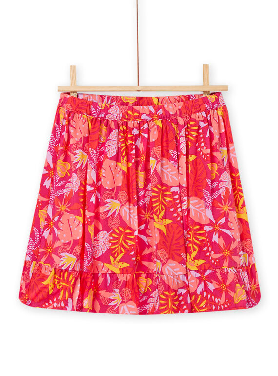 Falda con estampado floral rosa fucsia para niña NAWAJUP1 / 22S901V1JUP304