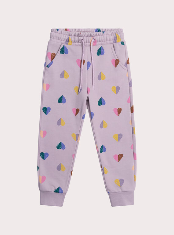 Pantalón de chándal violeta con estampado de corazones XAJOBAJOG1 / 25W901E2JGBH707