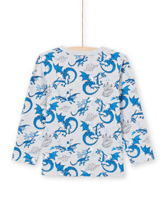 Camiseta gris jaspeado y azul con estampado de dragón para niño MOPLATEE1 / 21W902O2TMLJ922