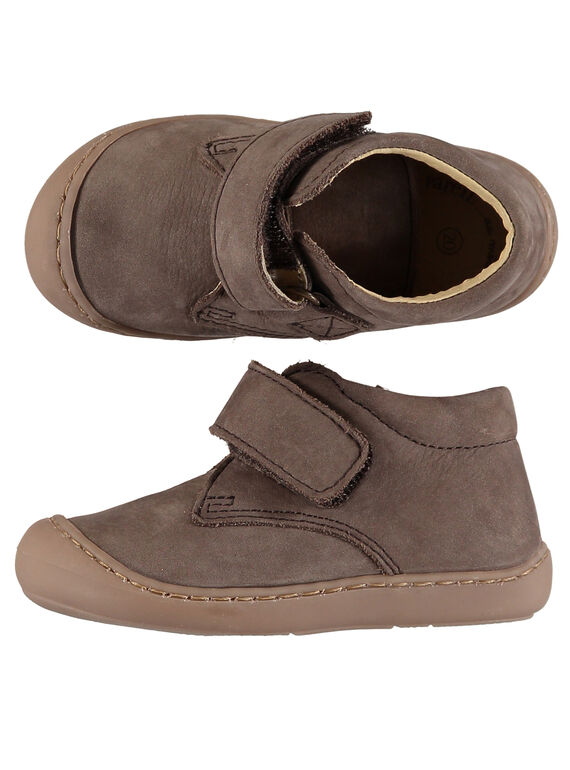 Botines flexibles de piel de nobuk de color topo para bebé niña GBGBOTIFLET / 19WK38I1D0F803