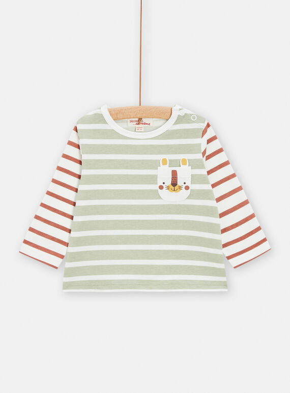 Camiseta de color crudo con estampado de rayas para bebé niño TUJOTEE2 / 24SG10B3TML001