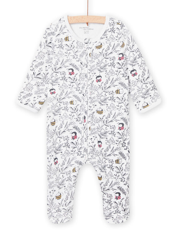 Pelele de color blanco con estampado de bosque para recién nacido unisex NOU1GRE7 / 22SF0544GRE000