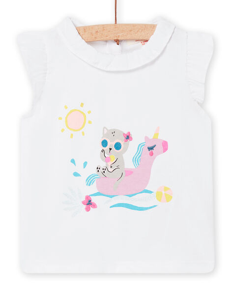 Camiseta blanca con estampado de fantasía para bebé niña NIFICBRA / 22SG09U2BRA000