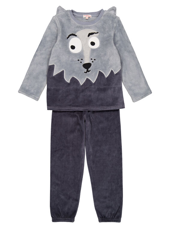 Pijama de color gris de terciopelo de tacto suave para niño GEGOPYJBOA2 / 19WH12N4PYJJ923