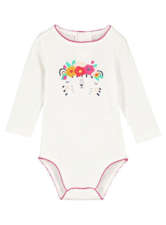 Body de manga larga de color crudo para niña recién nacida GEFIBODLEO / 19WH13N5BDL001