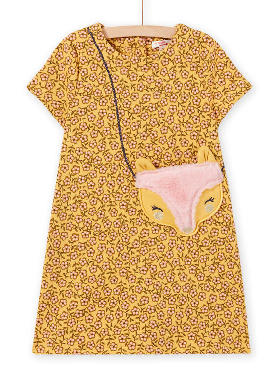 Vestido con estampado floral y dibujo de bolso para niña MASAUROB4 / 21W901P4ROBB107