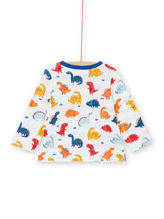Camiseta reversible de algodón con estampado de dinosaurios, de color blanco y rojo, para bebé niño LUCANTEE2 / 21SG10M2TML000