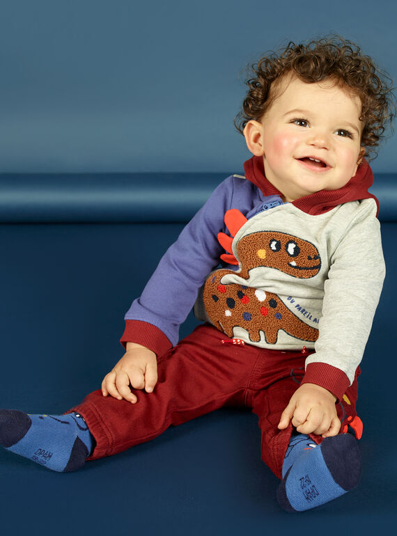 Cárdigan con capucha tricolor, con estampado de dinosaurio, para bebé niño MUPAGIL / 21WG10H1GIL943