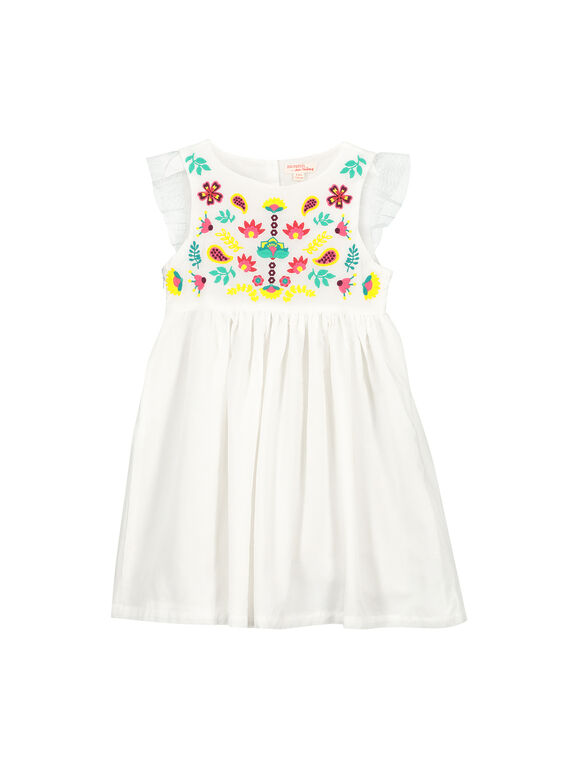 Vestido bordado de color blanco para niña FACAROB1 / 19S901D1ROB000
