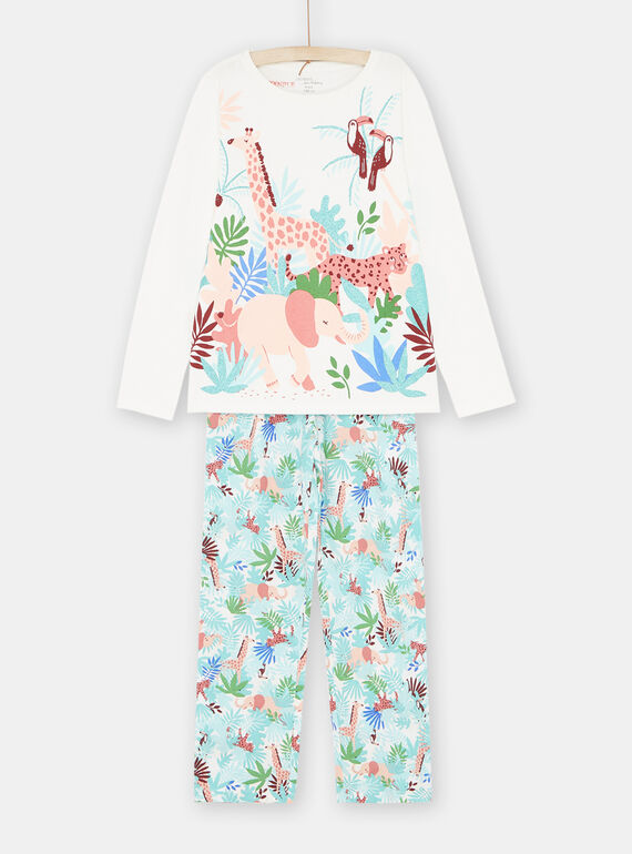 Pijama crudo con estampado animal para niña SEFAPYJSAF / 23WH1135PYJ001