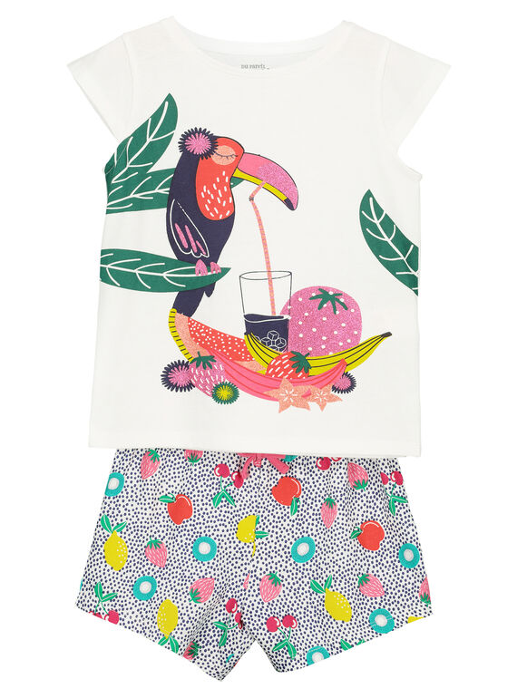 Pijama corto con estampado tropical para niña FEFAPYJTOU / 19SH11H6PYJ000